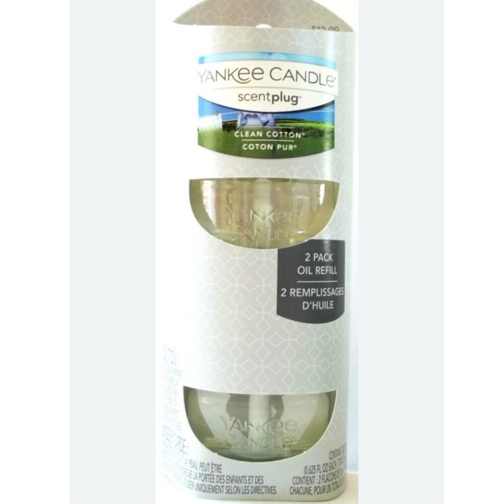 YANKEE CANDLE ScentPlug CLEAN COTTON Oil Refill Bulbs, NEW x 4